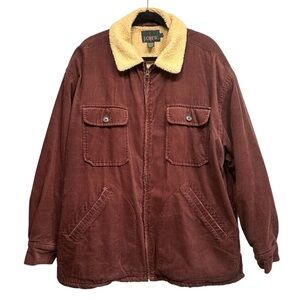 Vintage J. Crew Corduroy Sherpa Lined Full Zip Barn Chore Coat Brown, Size Large